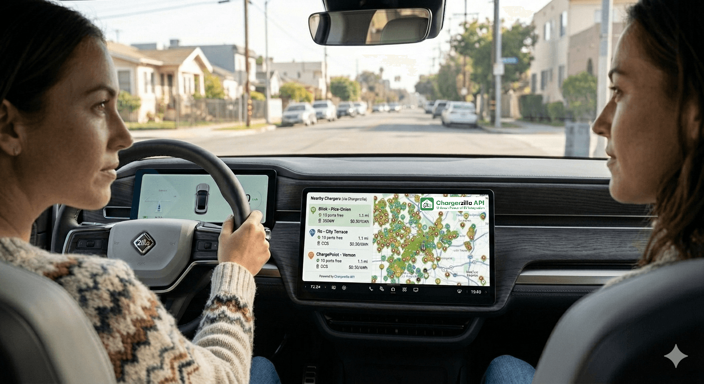 Driver using an in-car charging map